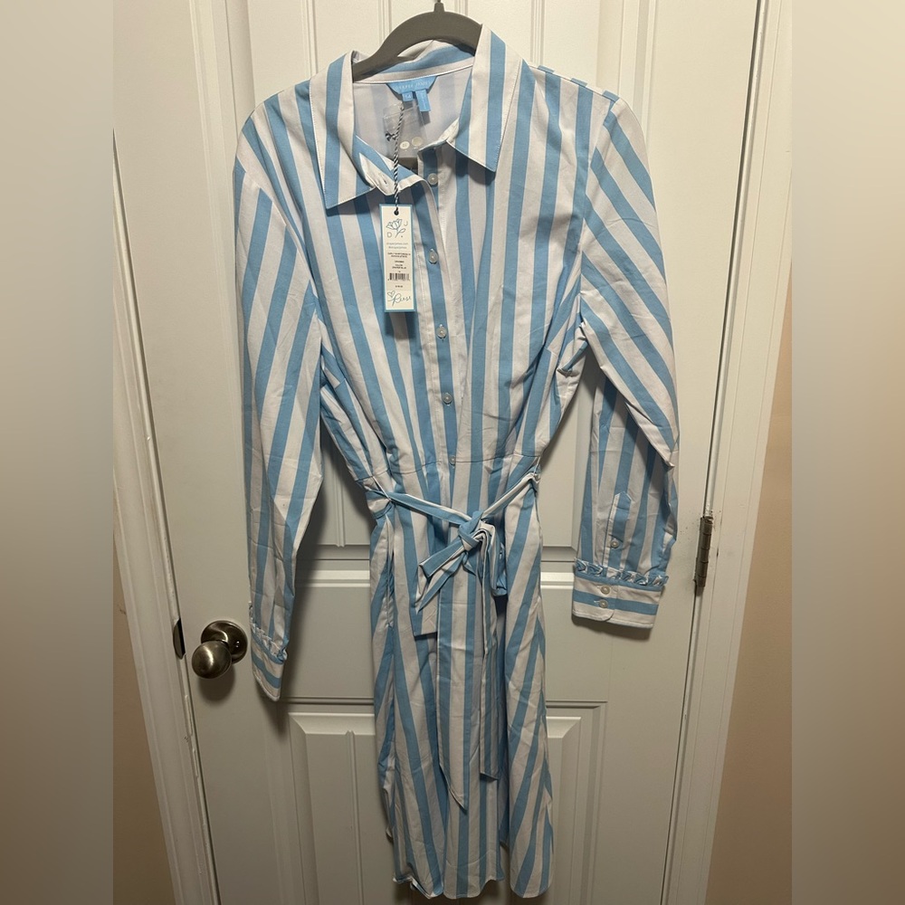 Draper James Carly Shirt dress in Awning Stripe
